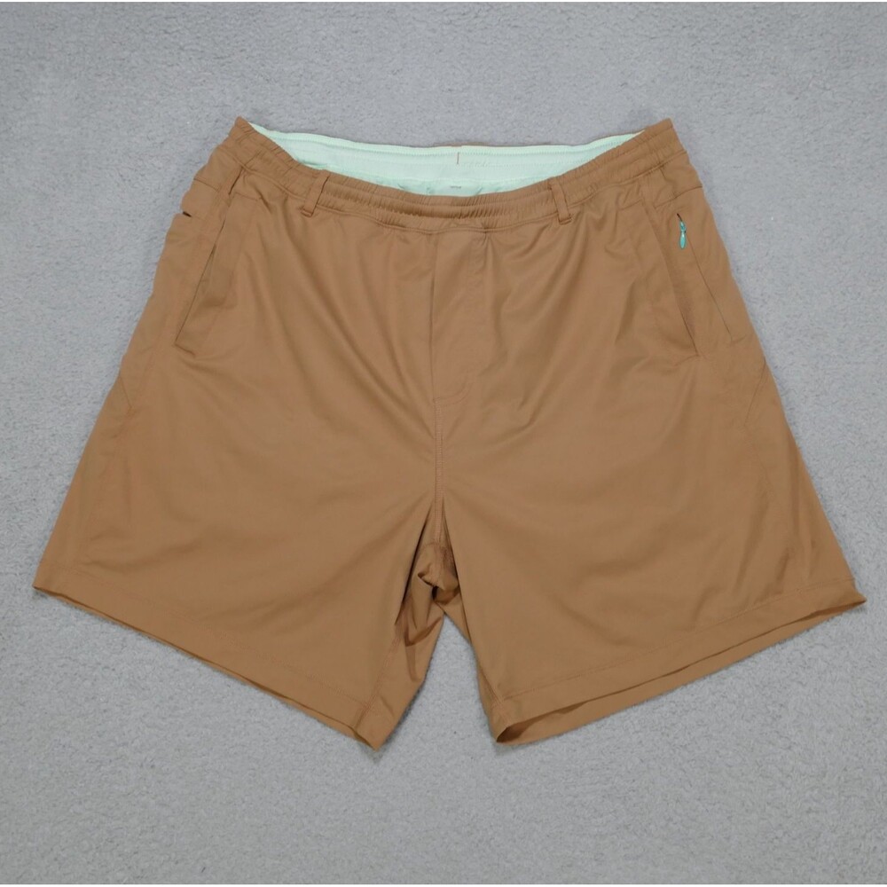 Birddogs Shorts Mens 3XL Khaki Brown Lined Elastic Waist Drawstring Zip Pocket